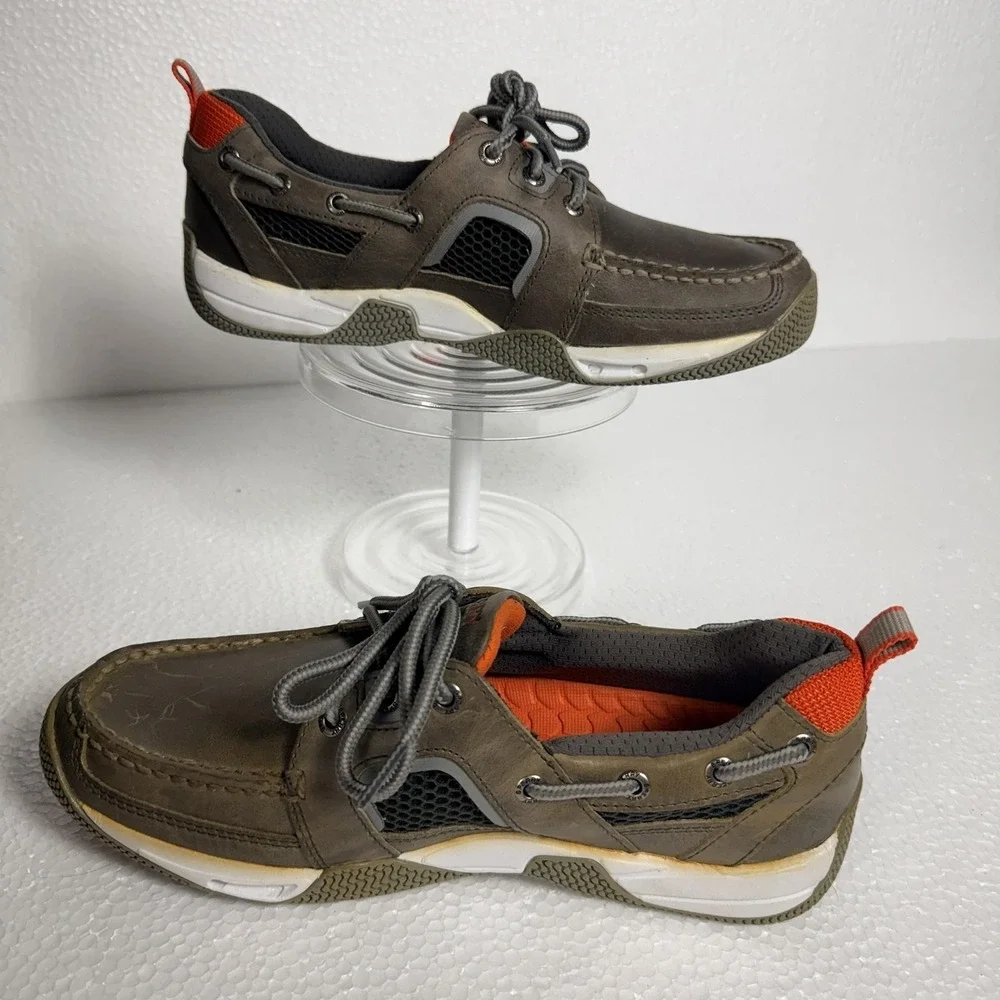 Sperry Shoes Mens Size 8 Brown Leather Boat Sneaker Mesh Lace Up Casual 10528703